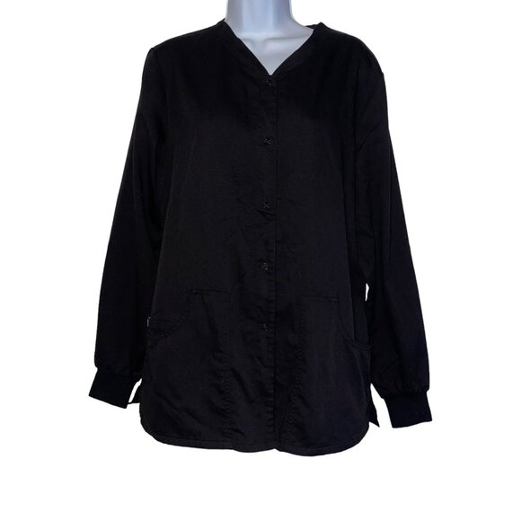 Greys Anatomy by Barco Black Womens M Scrubs Jacket Style 4430 Pockets Solid - Picture 1 of 9